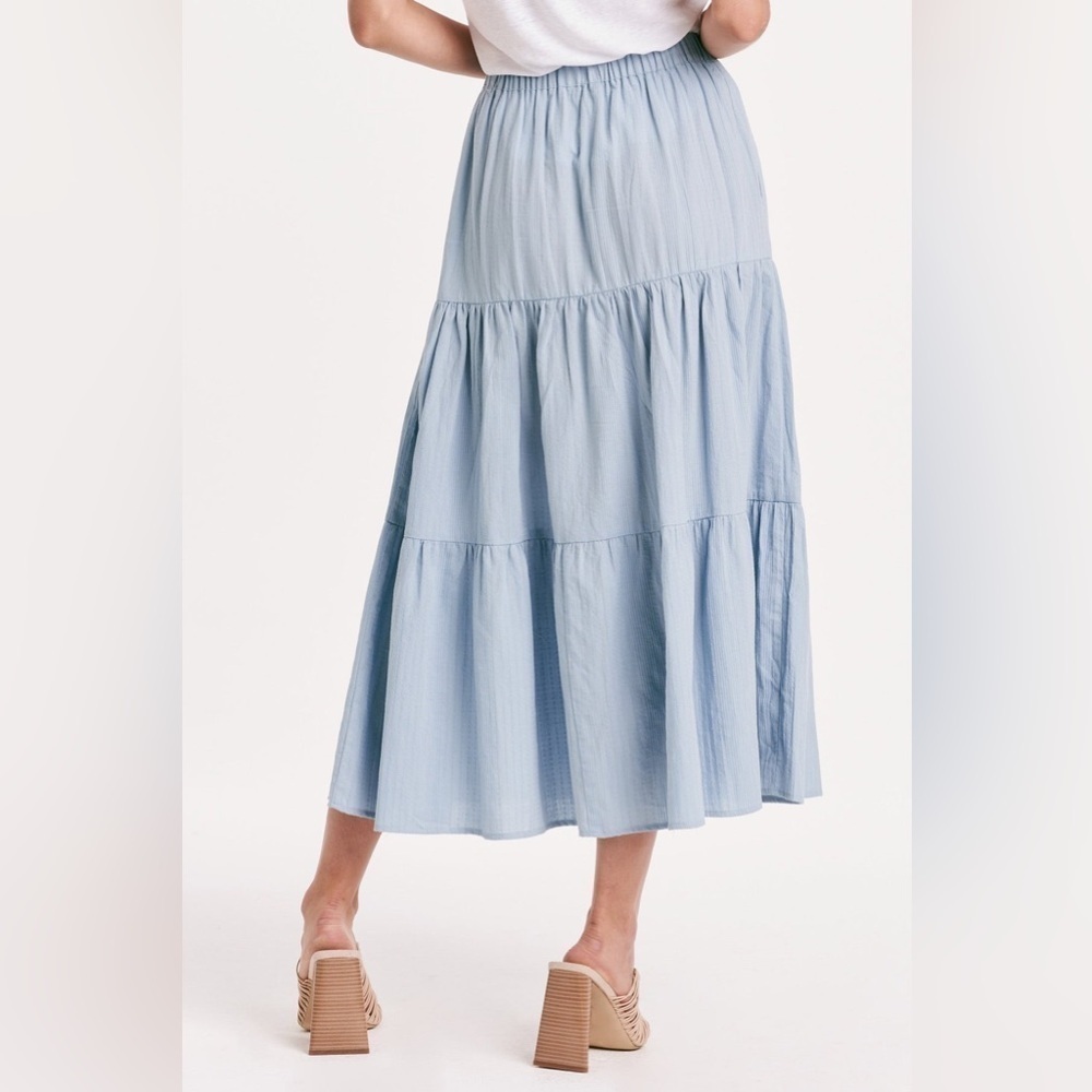 KEIRA TIERED MIDI SKIRT DUSTY BLUE by Another Love - Picture 5 of 9